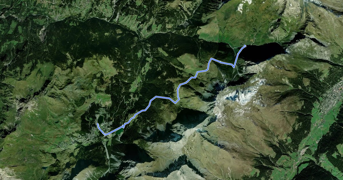 Маршрут Schanfigger Höhenweg - Etappe 1 на спутниковом снимке