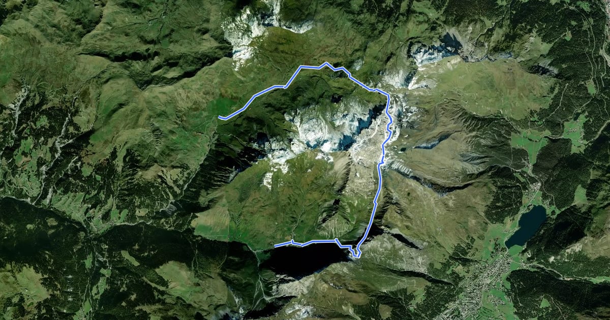 Маршрут Schanfigger Höhenweg - Etappe 2 на спутниковом снимке