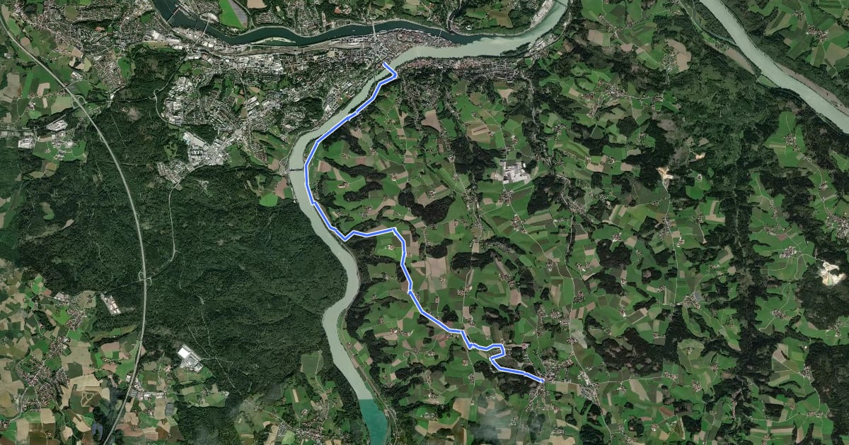 Маршрут Schardenberg - Passau на спутниковом снимке