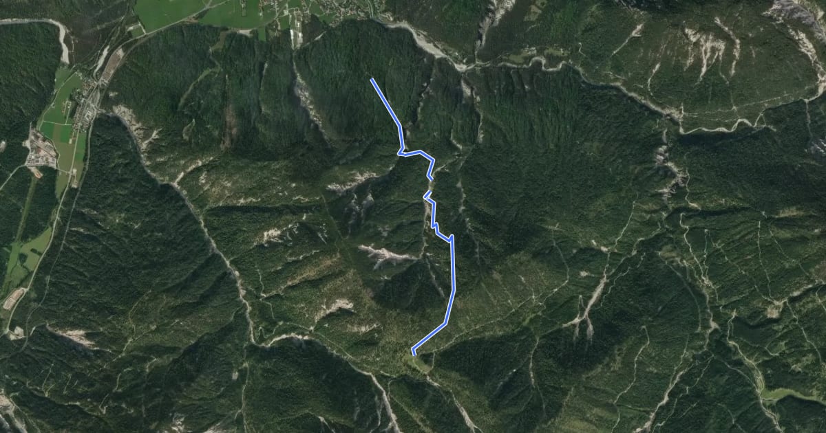Маршрут Scharnitz - Kreidengraben - Oberbrunn-Alm на спутниковом снимке