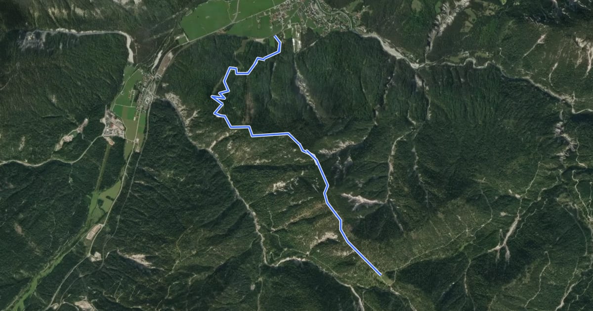 Маршрут Scharnitz - Mühlberg - Oberbrunn-Alm на спутниковом снимке