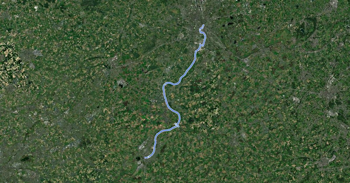 Маршрут Schelderoute - 2 - Oudenaarde - Gent на спутниковом снимке