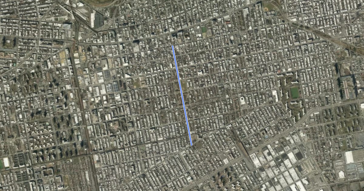 Маршрут Schenck Avenue на спутниковом снимке