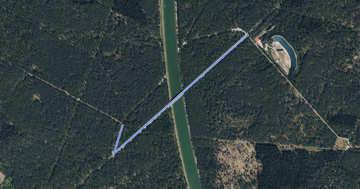 Маршрут Schießanlage Westerbeck (56) - Zufahrt Elbe-Seitenkanal West von L 289 (73) на спутниковом снимке