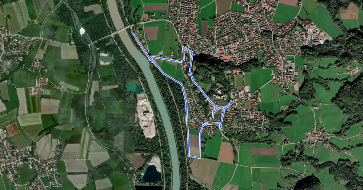 Маршрут Schiffleutewanderweg Etappe 1 на спутниковом снимке