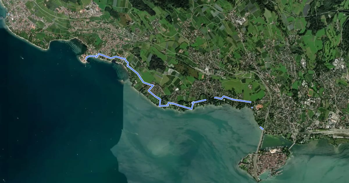 Маршрут Schiffsanlegestelle Wasserburg - Lindau на спутниковом снимке