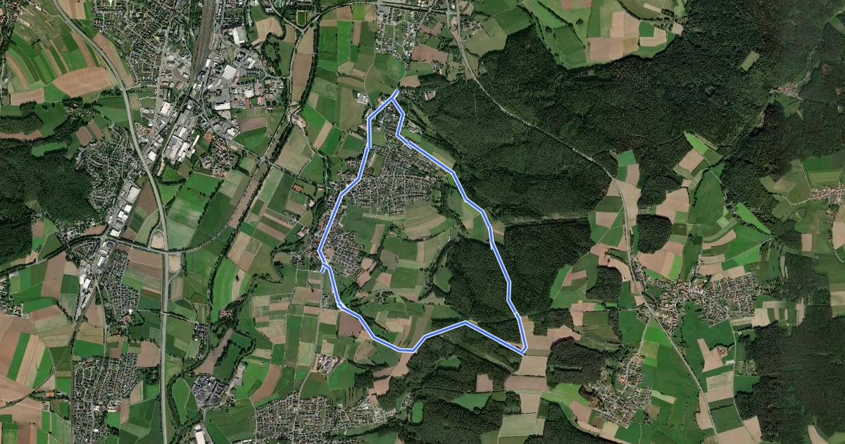 Маршрут Schirmitzer Panorama-Rundwanderweg на спутниковом снимке