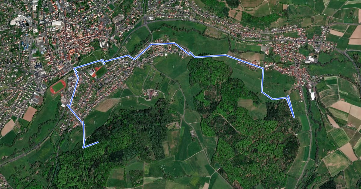 Маршрут Schlüchtern Wanderweg SLÜ2 на спутниковом снимке