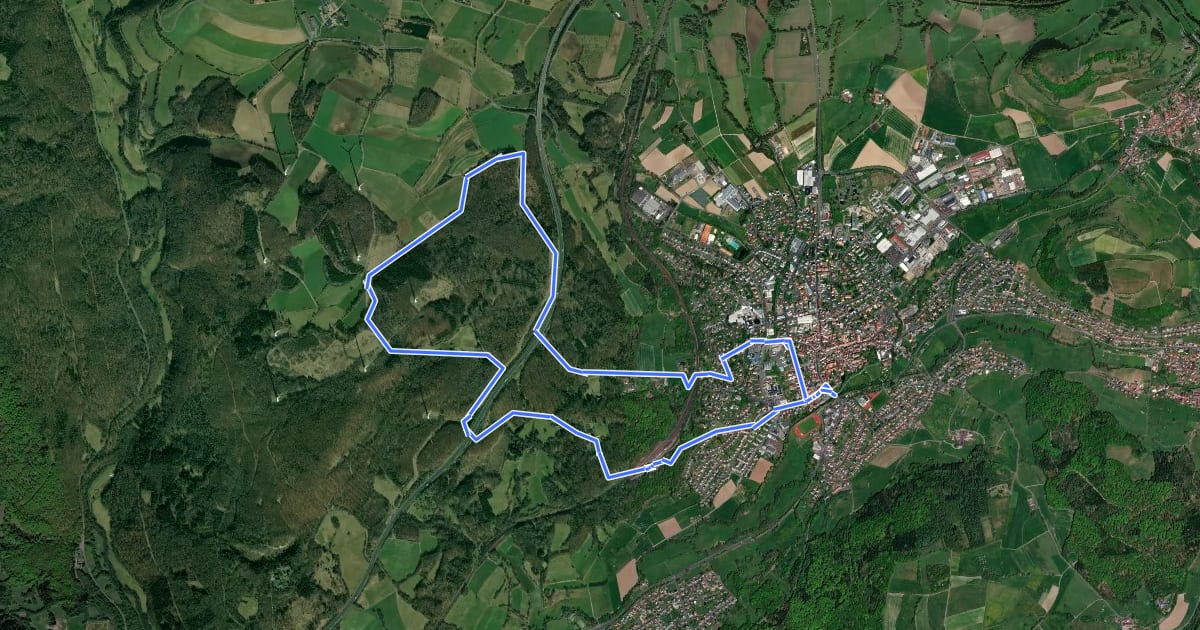 Маршрут Schlüchtern Wanderweg SLÜ4 на спутниковом снимке
