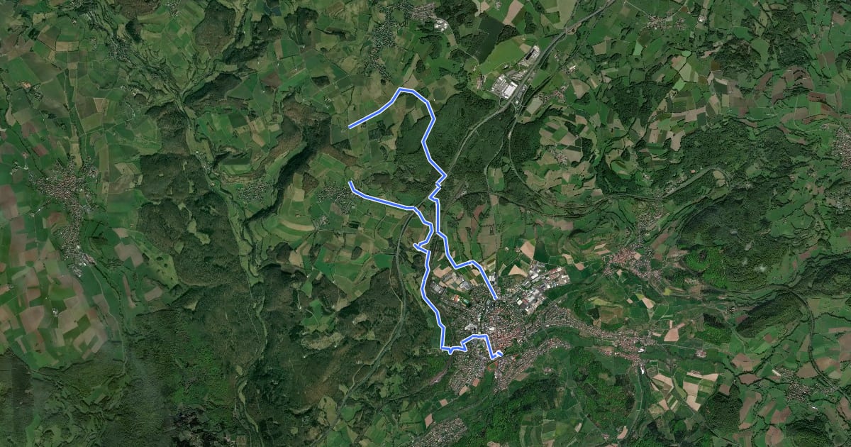 Маршрут Schlüchtern Wanderweg SLÜ6 на спутниковом снимке
