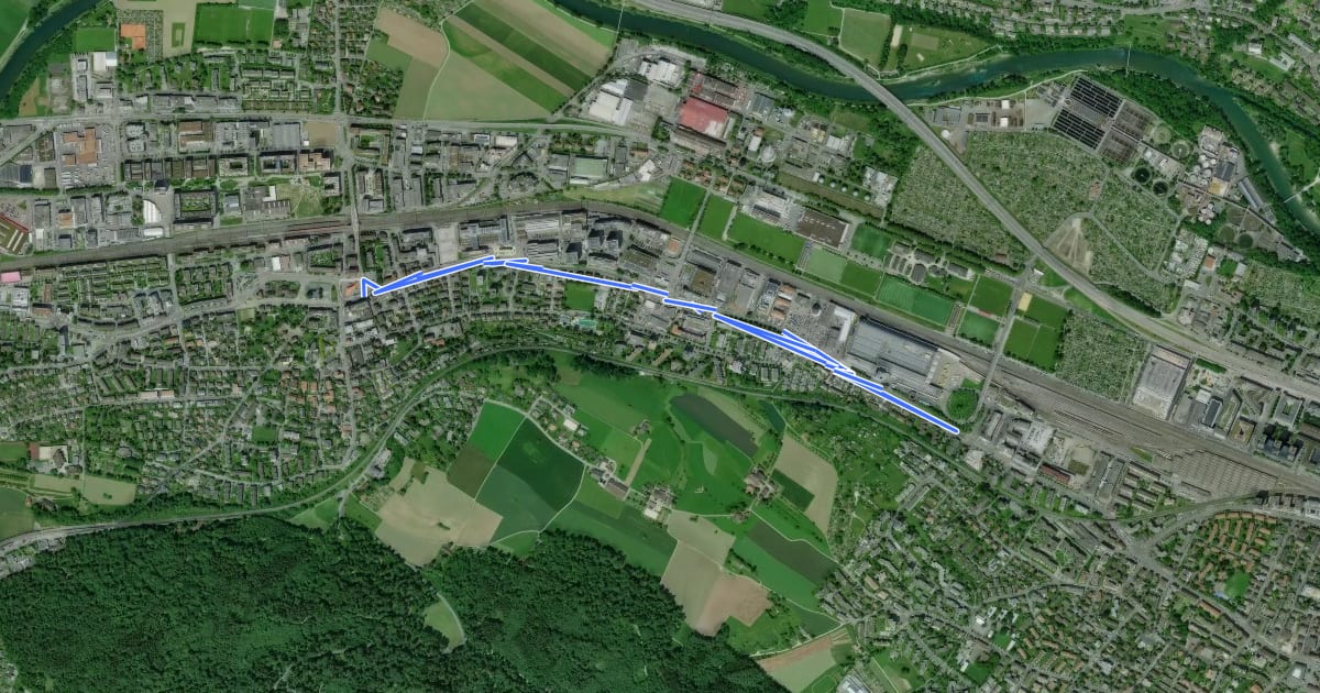 Маршрут Schlieren (Grosskreisel) - Zürich Altstetten (Stadtgrenze) на спутниковом снимке