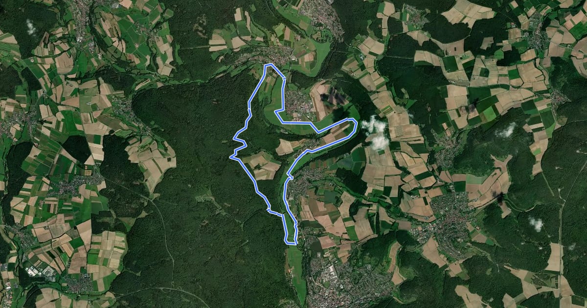 Маршрут Schloss Aschach Rundwanderweg на спутниковом снимке
