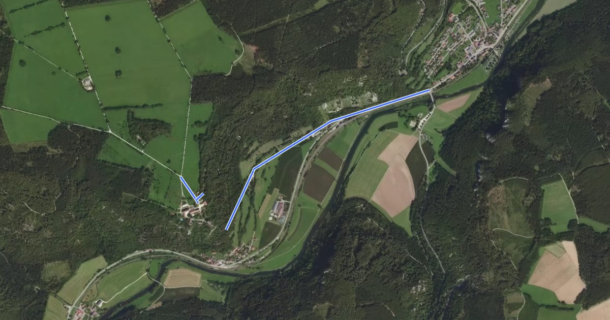 Маршрут Schloss Werenwag - Donaubrücke Nord на спутниковом снимке