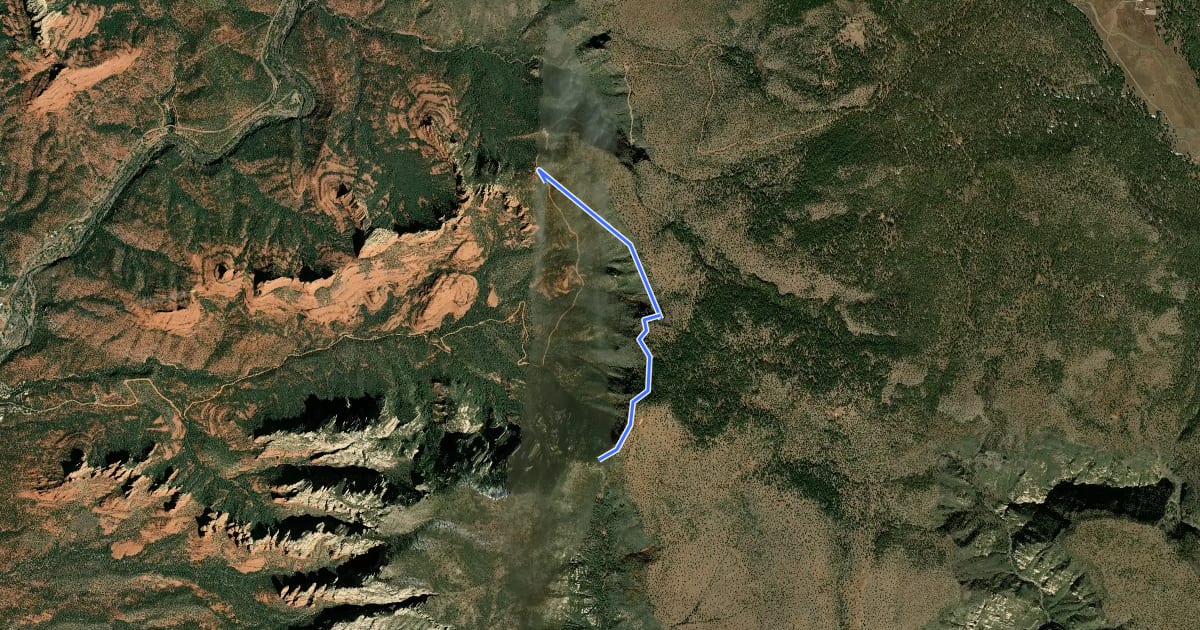 Маршрут Schnebly Hill #158 на спутниковом снимке