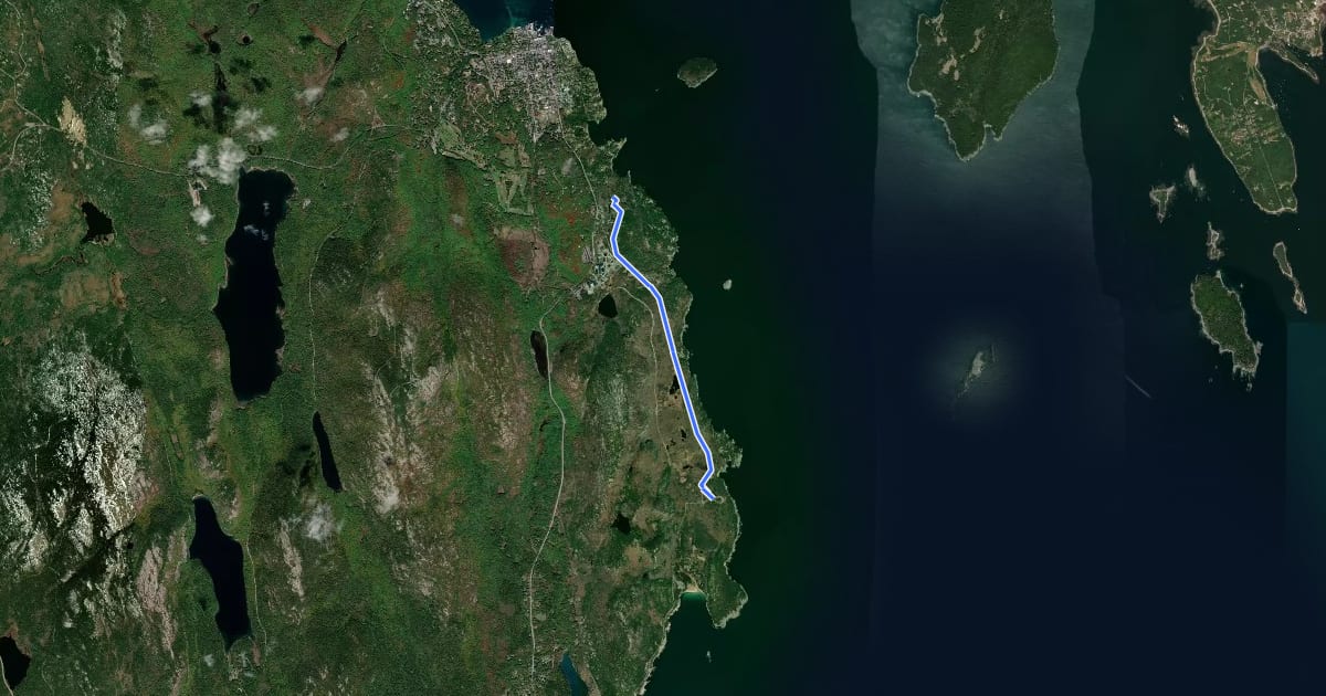 Маршрут Schooner Head Path на спутниковом снимке