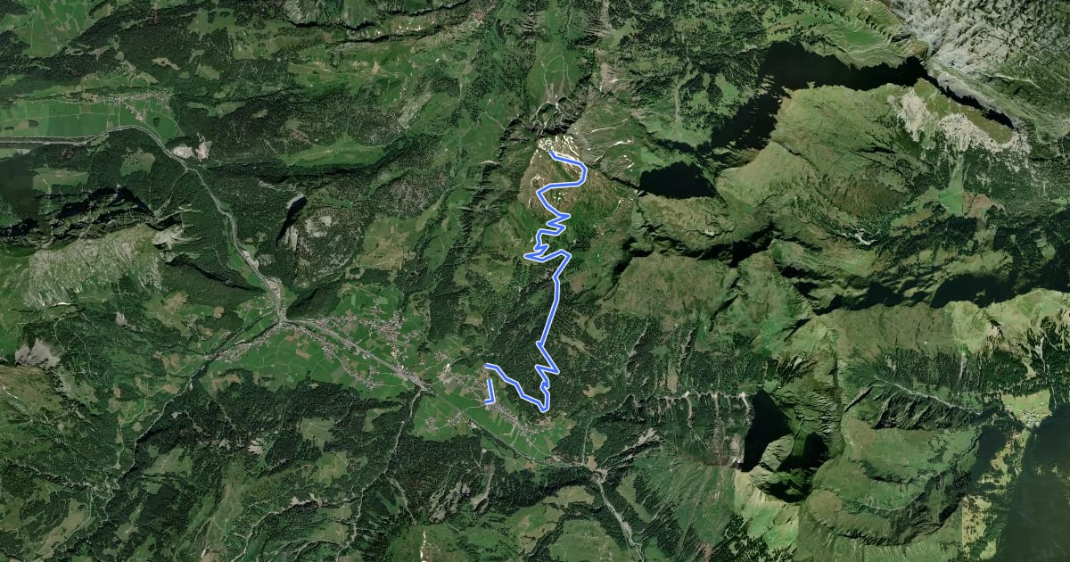 Маршрут Schoppernau-Breitenalplift Talstation-Diedamskopf на спутниковом снимке