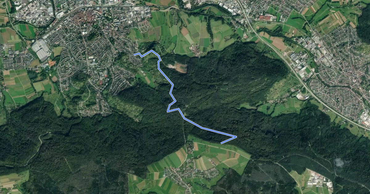 Маршрут Schorndorf - Oberberken на спутниковом снимке