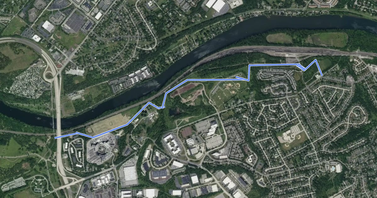 Маршрут Schuylkill River West Trail на спутниковом снимке