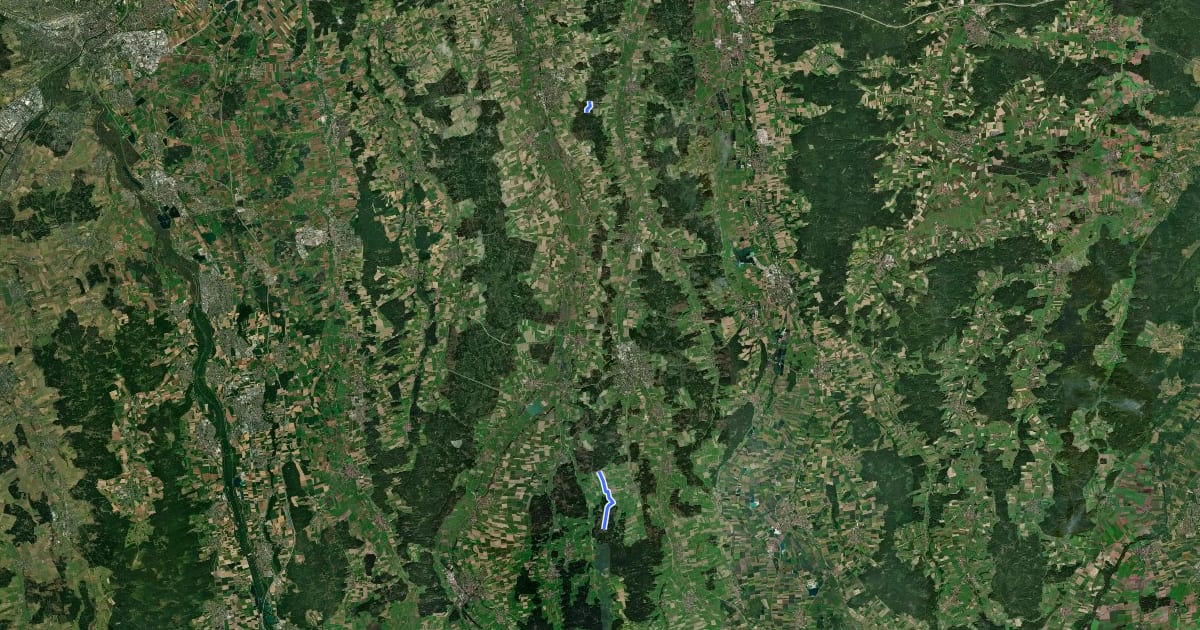Маршрут Schwäbisch Allgäuer Wanderweg на спутниковом снимке