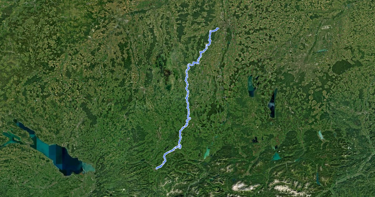 Маршрут Schwäbisch-Allgäuer-Weitwanderweg на спутниковом снимке