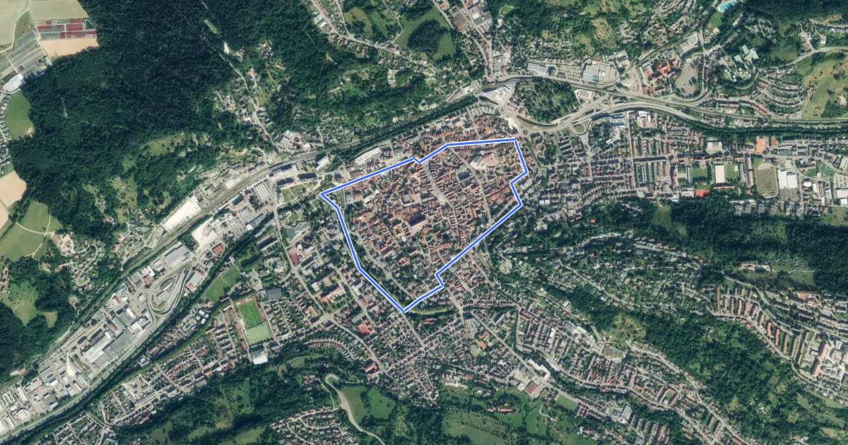 Маршрут Schwäbisch Gmünd Altstadtring на спутниковом снимке