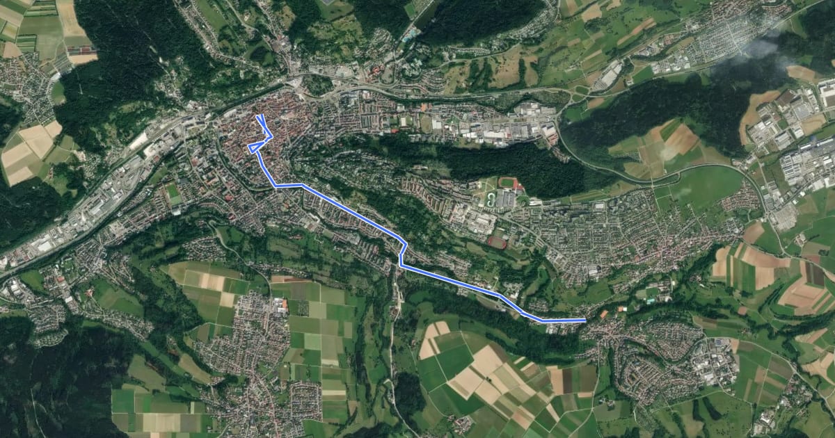 Маршрут Schwäbisch Gmünd - Bettringen на спутниковом снимке