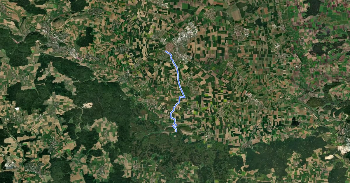 Маршрут Schwäbische-Alb-Nordrand-Weg Abstecher Nördlingen на спутниковом снимке