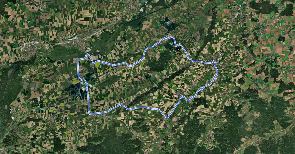 Маршрут Schwäbisches Seenland – Route 6 на спутниковом снимке