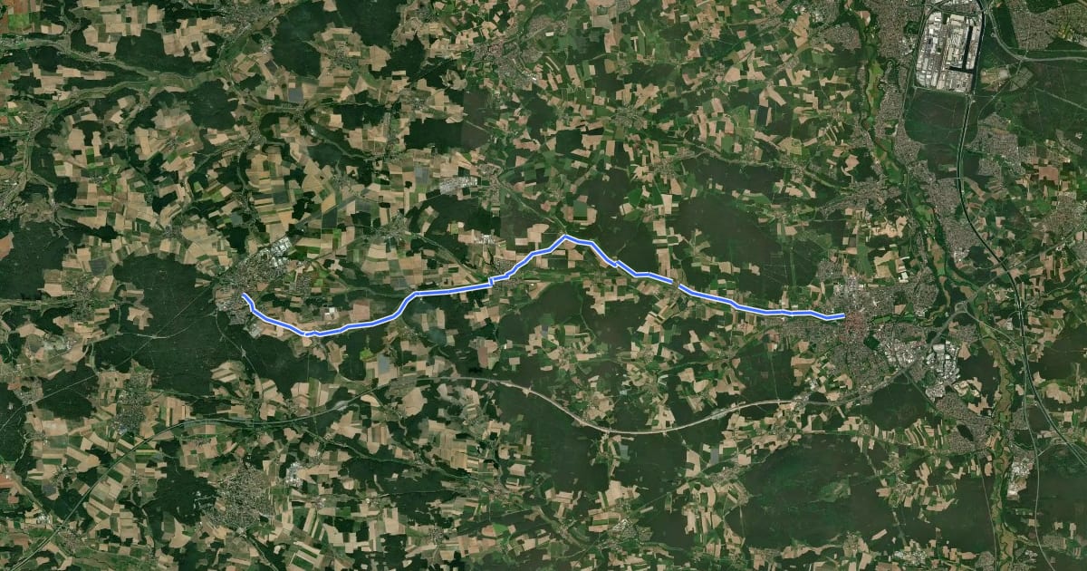 Маршрут Schwabachquellenweg на спутниковом снимке