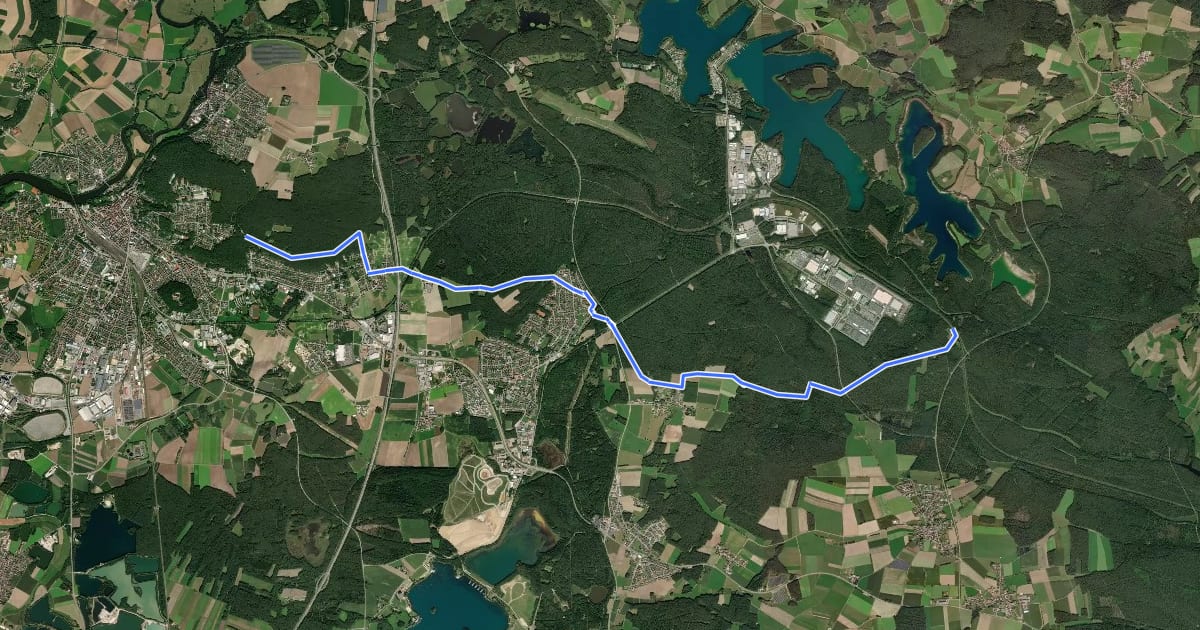 Маршрут Schwandorf-Weinberg-Altenschwand ehem. Bhf. на спутниковом снимке