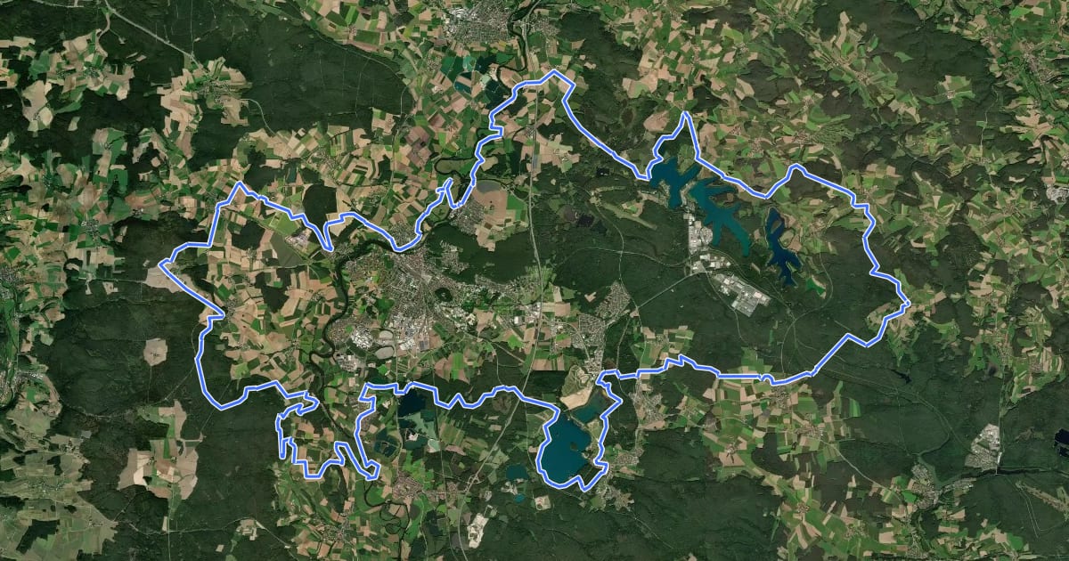 Маршрут Schwandorfer Panoramaweg на спутниковом снимке