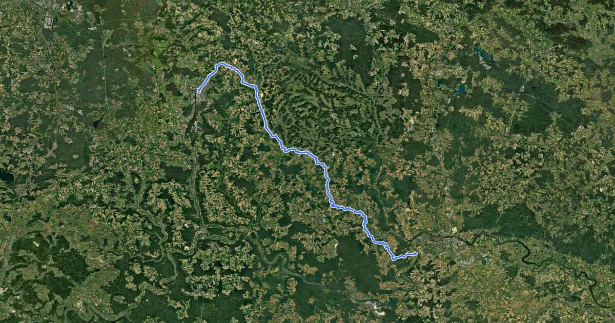 Маршрут Schwarze-Laber-Radweg на спутниковом снимке