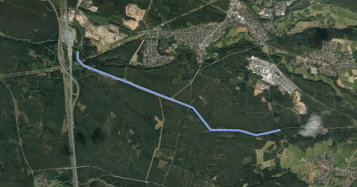 Маршрут Schwarzenbruck Wanderweg No.2 на спутниковом снимке