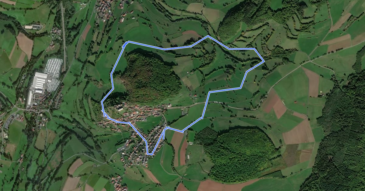 Маршрут Schwarzenfels - Rundweg Hopfenberg на спутниковом снимке