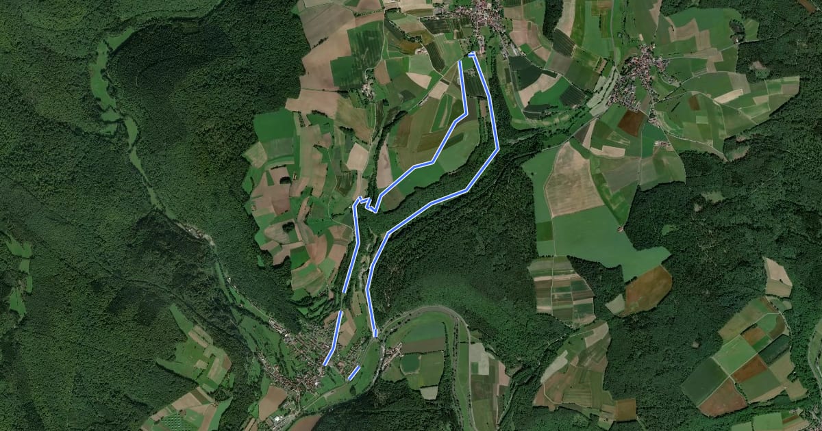 Маршрут Schwarzer Fuchs, Rundwanderweg Gräfendorf на спутниковом снимке