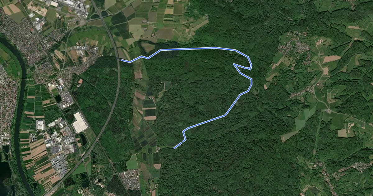 Маршрут Schwarzer Fuchs, Rundwanderweg Rückersbacher Schlucht на спутниковом снимке