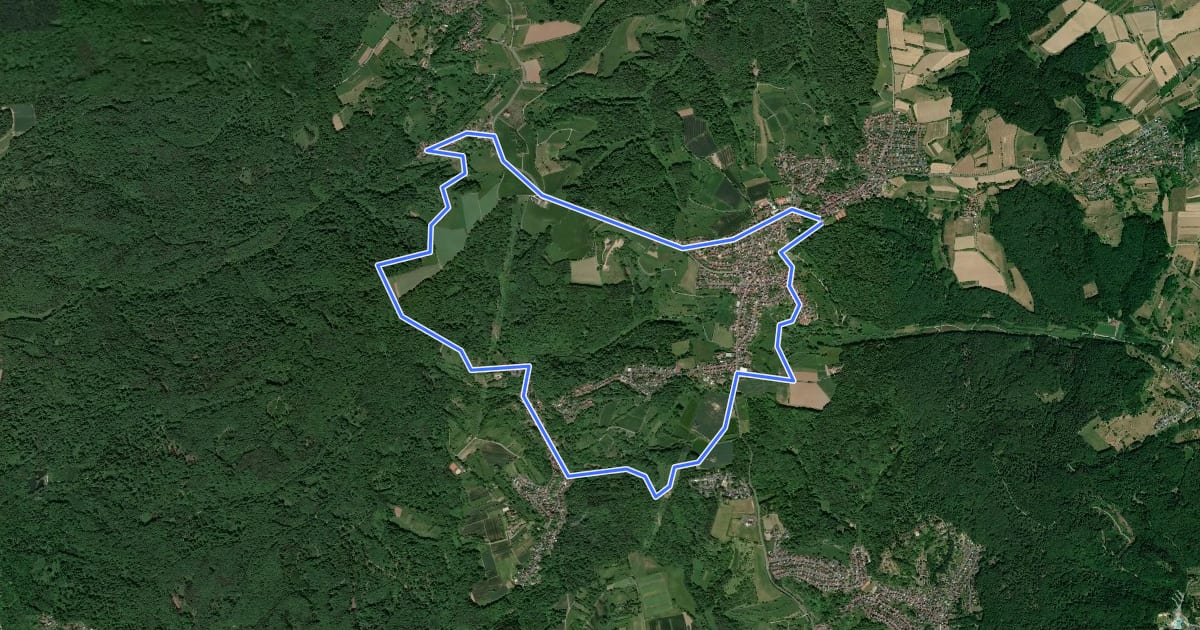 Маршрут Schwarzer Keiler, Rundwanderweg Oberafferbach на спутниковом снимке