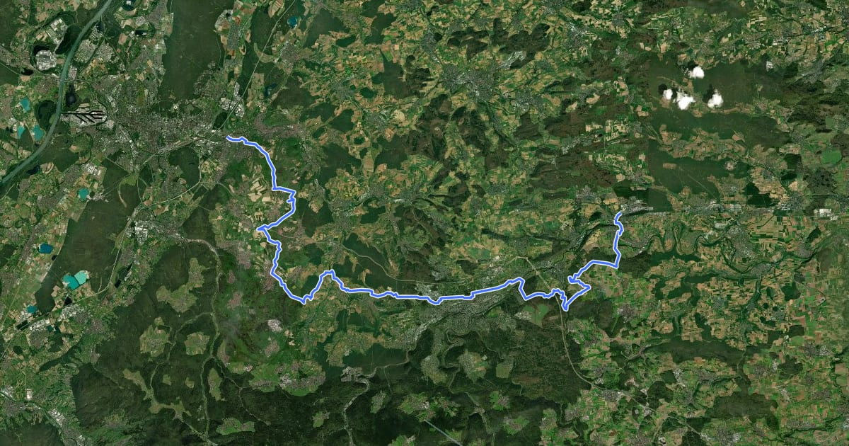 Маршрут Schwarzwald-Nordrandweg на спутниковом снимке