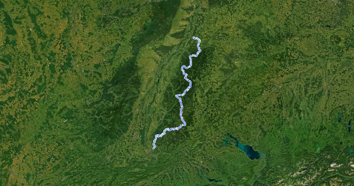 Маршрут Schwarzwald-Radweg на спутниковом снимке