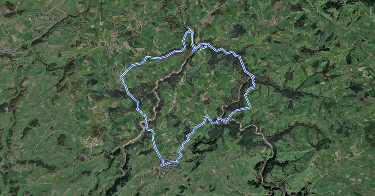 Маршрут Schwarzwasser Sense Schluchtenweg на спутниковом снимке