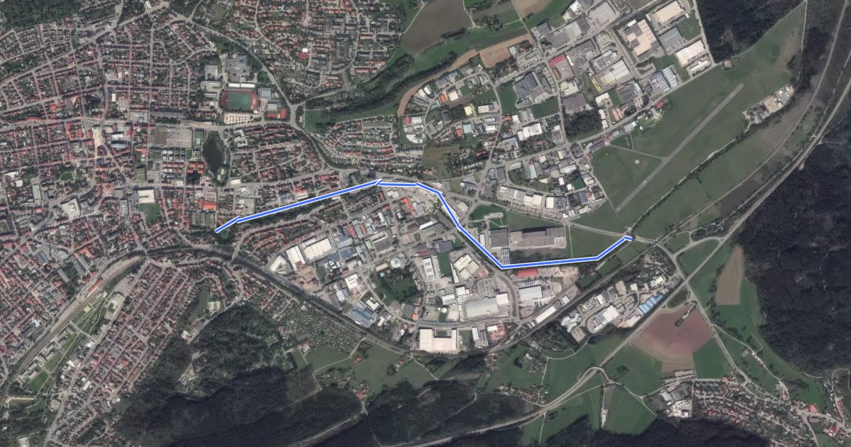 Маршрут Schwenningen Liststraße - Feiste Wiesen на спутниковом снимке