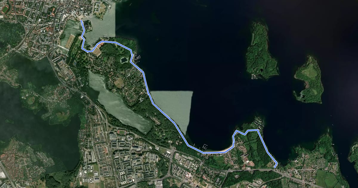 Маршрут Schwerin R16 на спутниковом снимке