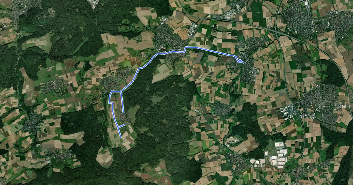 Маршрут Schwingbach-Radweg на спутниковом снимке