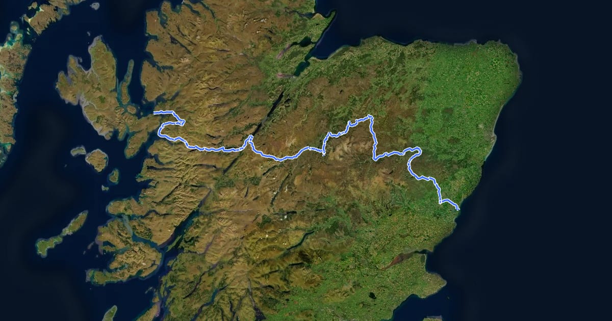 Маршрут Scotland Trail на спутниковом снимке
