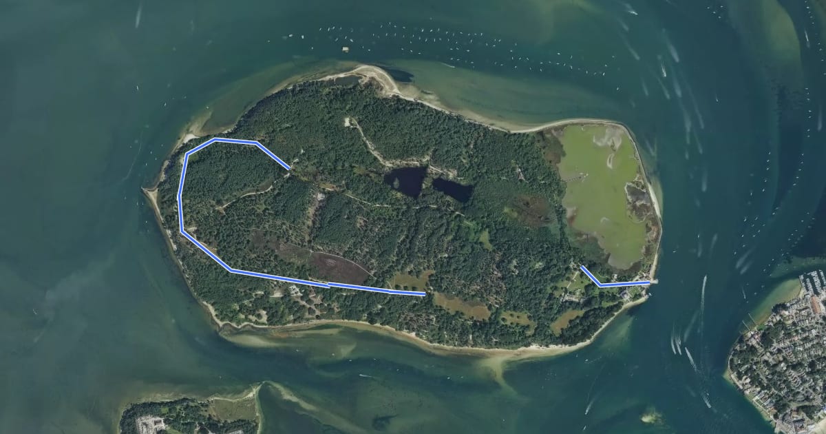Маршрут Scouting and Maryland Walk, Brownsea Island на спутниковом снимке