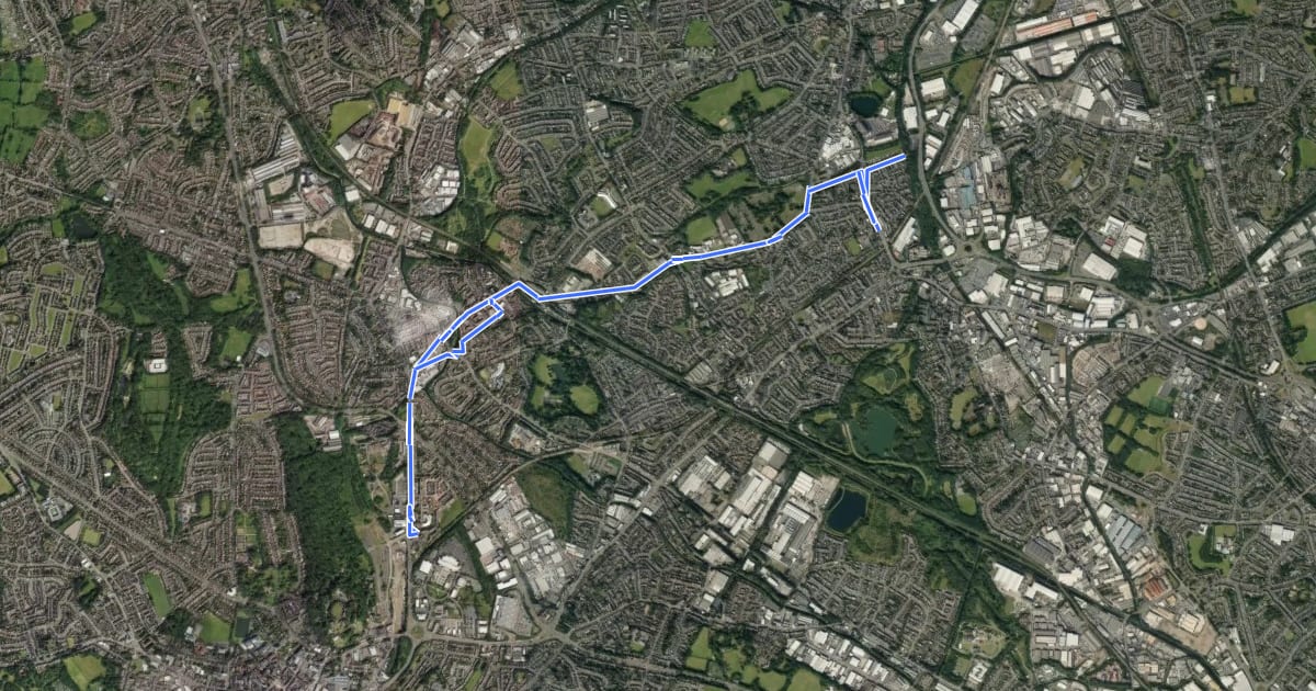 Маршрут SCWIP Cycle Route 12 на спутниковом снимке