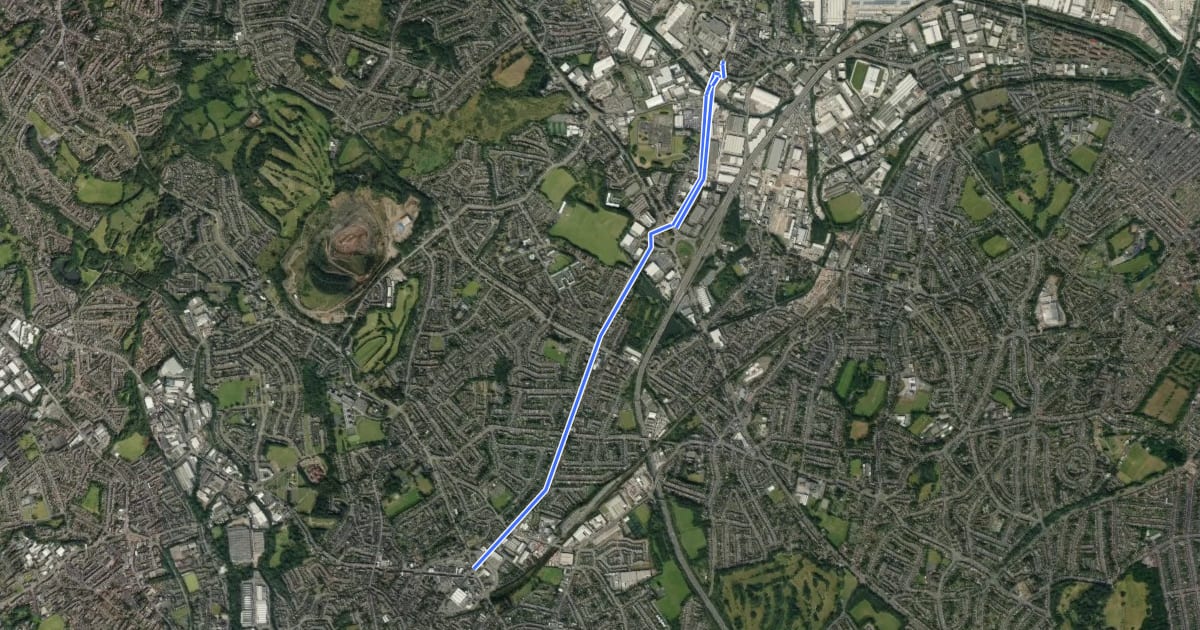 Маршрут SCWIP Cycle Route 4 на спутниковом снимке