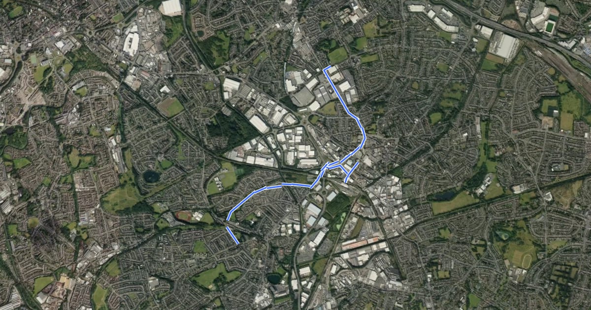 Маршрут SCWIP Cycle Route 8 на спутниковом снимке