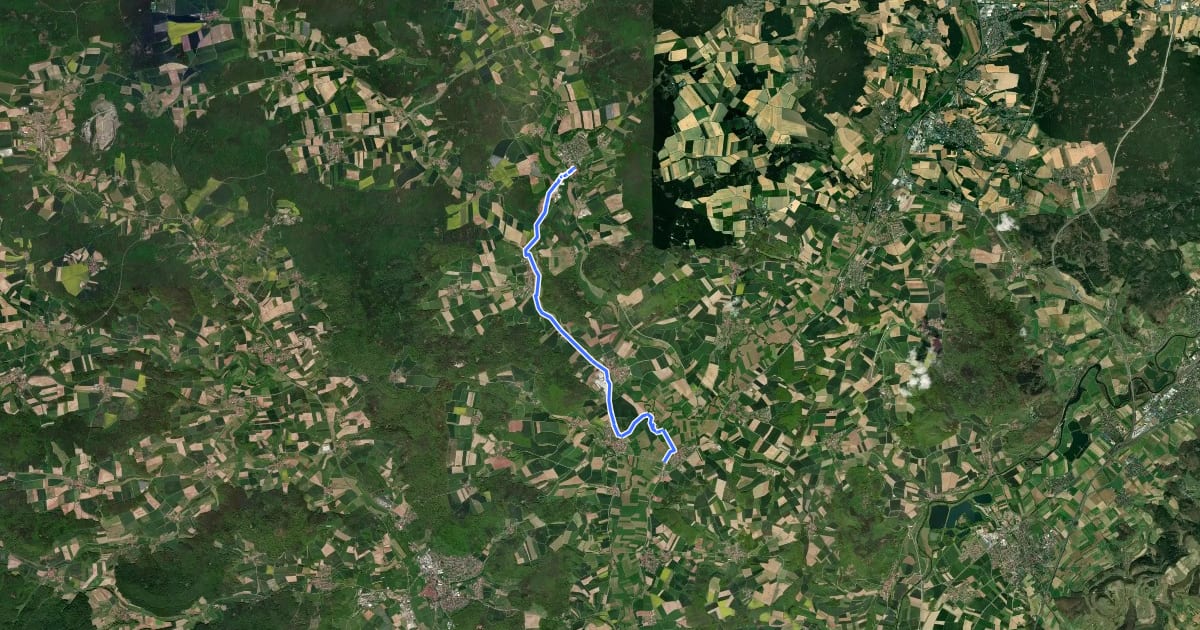 Маршрут Seßlach-Itzgrund-Radweg на спутниковом снимке