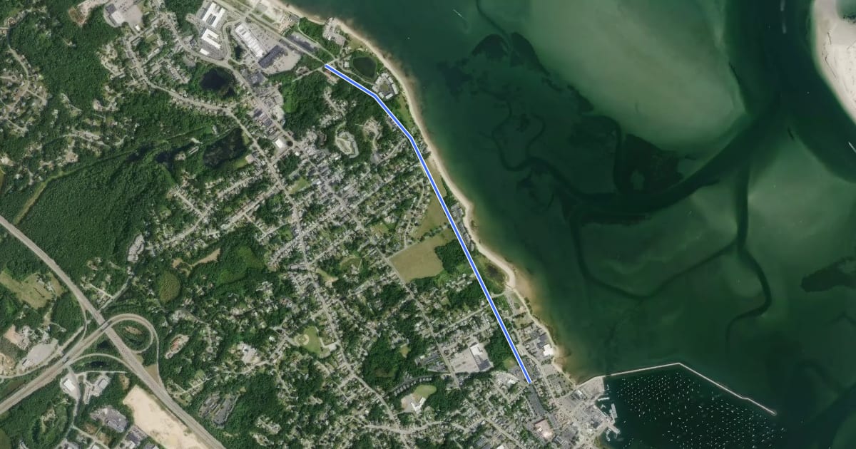Маршрут Seaside Rail Trail на спутниковом снимке